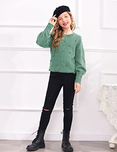 Image of Arshiner Kid Girls Crew Neck Lantern Sleeve Sweater Cute Jumper Top Pullover Outwear 5-13 Years