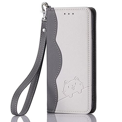 iPhone se 第2世代 ケース 手帳型 猫 4.7インチ対応 iPhone se 第三世代 ケース 手帳型 おしゃれ エンボス工芸 マグネット ベルトなし シンプルなデザイン ツートン iPhonese3 スマホケース 手帳型 キャラクター 上品なレザー スマホケース iPhone se 2022 耐衝撃 ストラップ付き 多機能 スタンド機能 カード収納付き iPhone se 第2世代 カバー かっこいい 男性 大人 ブラック