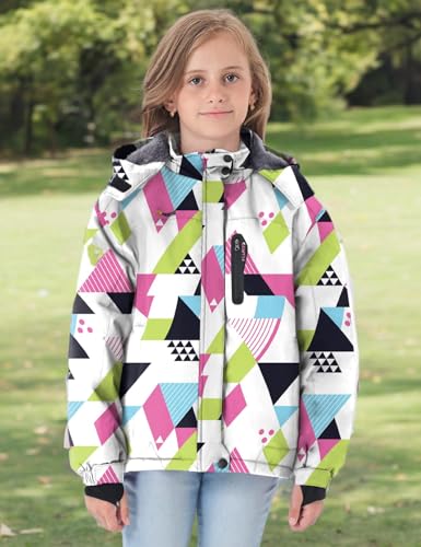 Image of GEMYSE Girl's Waterproof Ski Snow Jacket Hooded Fleece Lined Windproof Winter Jacket
