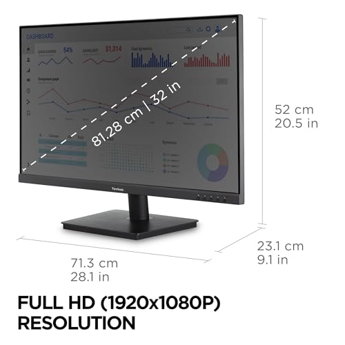 ViewSonic 32 Inch FHD 1080p IPS Computer Monitor, 75Hz Frameless Desktop Monitor with Built-in Speakers, Flicker-Free, Front Controls, HDMI and VGA for Home Office Productivity - Image 5
