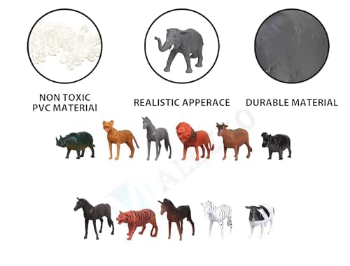 Mallexo Realistic Farm Animal Toys for Kids Set of 32PCs PVC Quality Mixed Domestic Creatures Figures Toy for Children Mid Size Birthday Gifts Safari Jungle Cartoon Wild Animals Playset (Farm Jungle) - Image 2 thumbnail