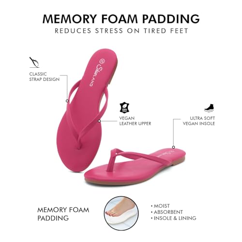 Image of Shoe Land Thong Flip Flops for Women, Memory Foam Flat Sandals, Lightweight Summer Slides, Non Slip Comfort Sandals for Beach, Travel and Everyday Wear
