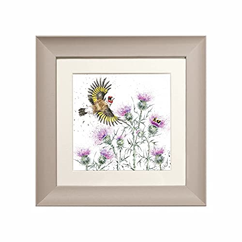 Wrendale Designs - 'Feathers And Thistles' Framed Card - Taupe, 23L x 23W cm