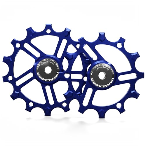 IMPALAPRO - Puleggia Deragliatore Posteriore Ceramica 12T-14T in Alluminio CNC 7075 per 9-12V (Blu marino)
