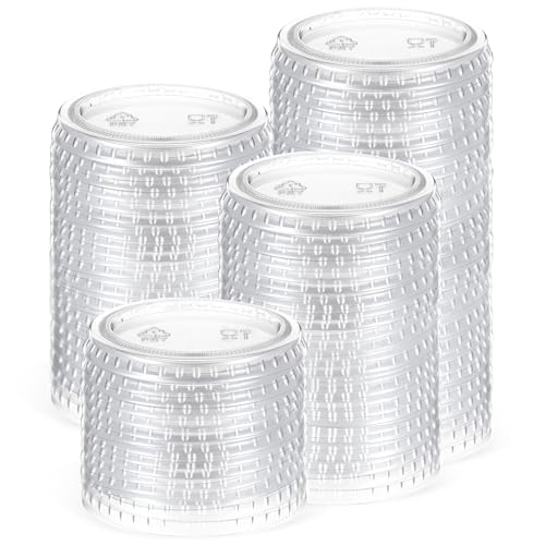 Acellegic 300 Pcs 1.5oz ＆ 2oz Plastic Cup Lids Portion Cups Lid