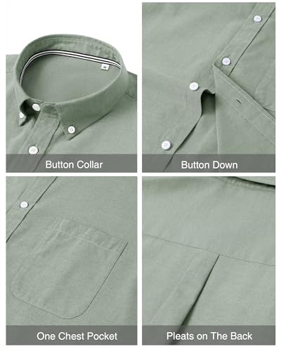 Image of J.VER Men's Oxford Shirt Solid Casual Button Down Collar Shirts Long Sleeve Dress Shirts with Pocket