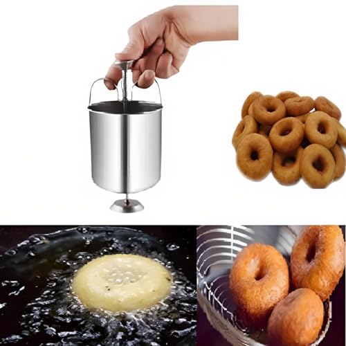Image of Perfectly Shaped and Crispy Mendu Vada Maker: The Ultimate Medu Vada Maker Machine Medu Vada and Donut Maker Stainless Steel for HomemadeFREE Stainless Steel Garlic&Ginger Presser