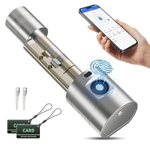 Fingerprint Door Lock, Waterproof Smart Lock, Biometric Fingerprint Door Lock with App and Smart Card, Adjustable Length for 75-100mm Door Keyless Password and Bluetooth Smart Electronic Door Lock