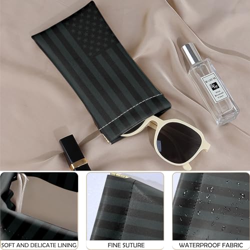 Image of 2 PCS Glasses Eyeglass Sunglasses Case Pouch Soft PU Leather Cute Aesthetic with Cleaning Cloth for Boys Men Man
