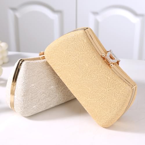 Image of Dreubea Women's Fashion Evening Bag Rhinestone Decrated Clutch Handbag with Chain