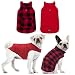 SCENEREAL Dog Winter Clothes Reversible Jacket Warm Coat Windproof Waterproof Plaid Vest Christmas Suit for Small Medium Large Dogs Pets Cold Weather Wearing, Red Black S