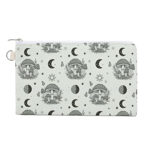 Fashion Small Coin Purse Portable Canvas Coin Bags Travel Change Organizer Pouch Goth Gothic Moon Mushroom Zipper Cosmetic Pouch