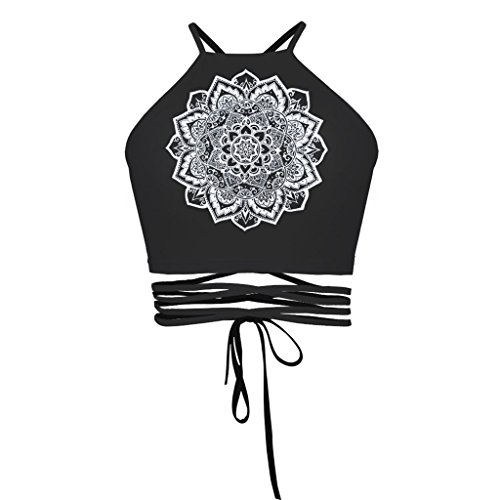 Tomwell Mujeres Moda Sin Mangas Atado Al Cuello Blusas Bustier Bra Chaleco...