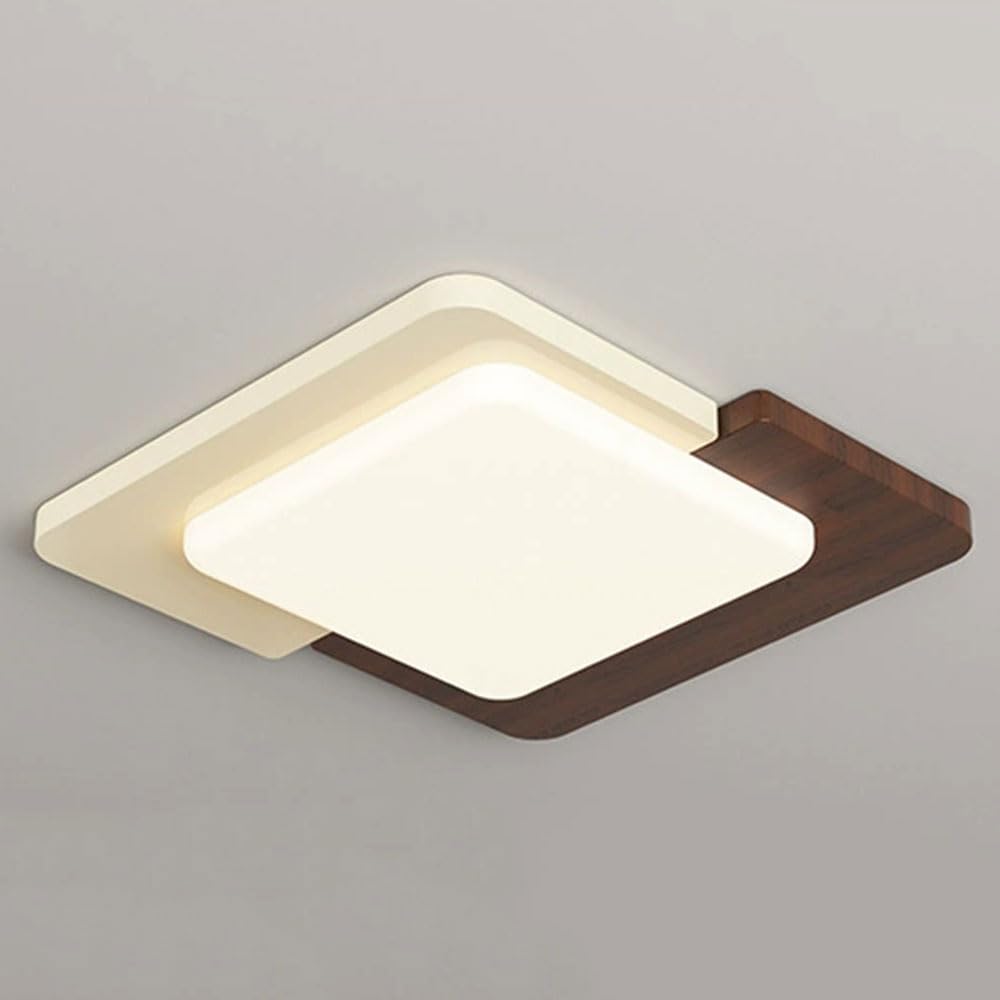 JXYDJH Black White Square Ceiling Lamp 19.7 Inch Flush Mount Ceiling Lights, Dimmable Energy Efficient Flat Fixtures LED Warm White Bedroom Lighting for Kitchen,Laundry, Bathroom, Hallway - 1Pack