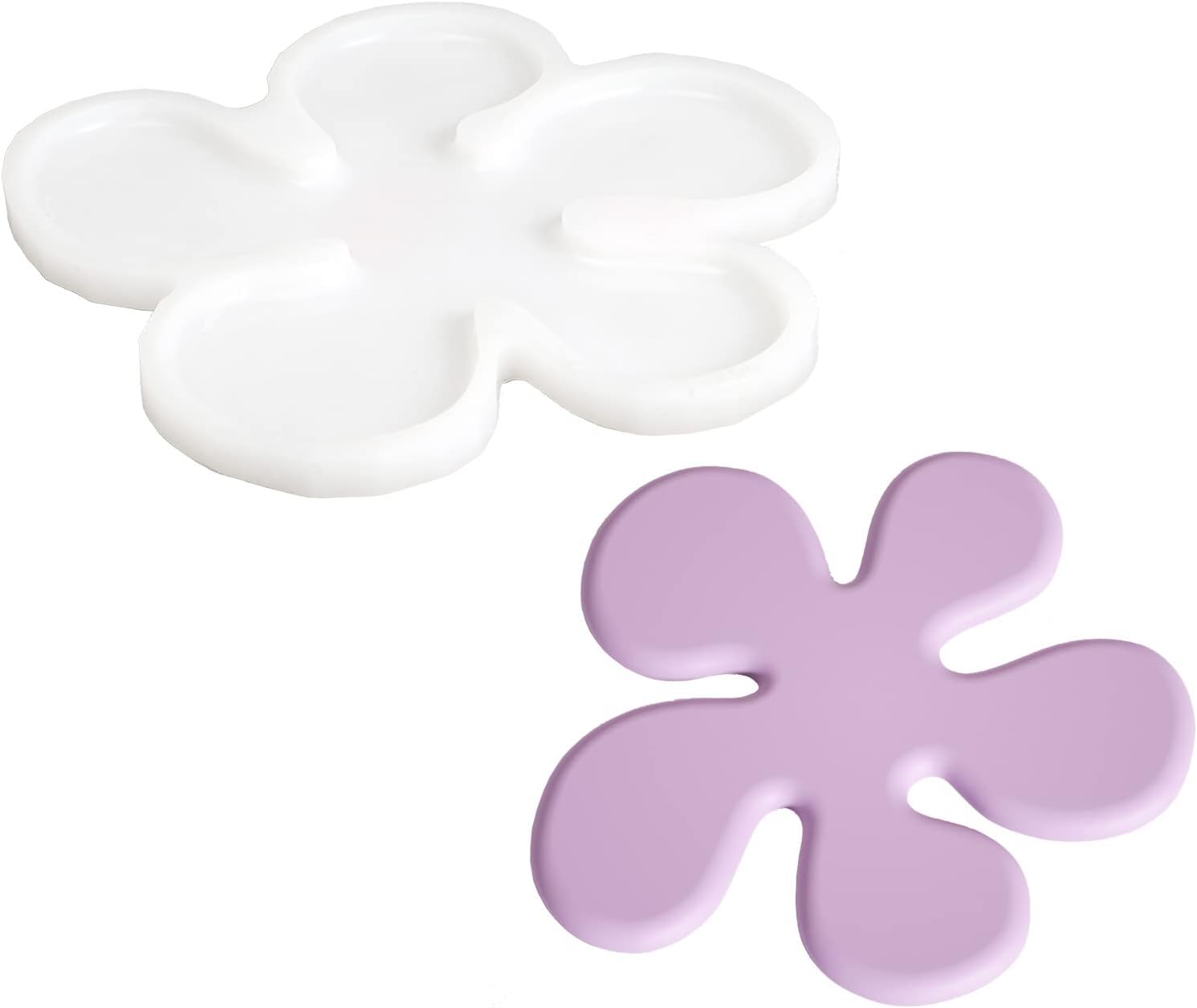 Cute Flowers Concrete Coaster Tray Silicone Mold for, Epoxy Resin Jewellery Dish Mould Home Dinner Plate Candle Base Tool (SH0767)