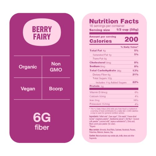 Image of Chialove Organic Overnight Chia with Oats Berry Fairy | Rich in Fiber & Protein, Vegan, Non-GMO | Ready to Eat Breakfast - 28 oz Bags - 2 Pack