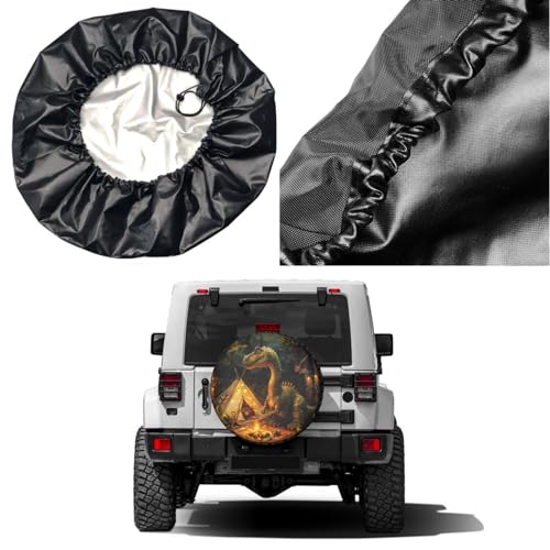 Image of Delerain Spare Tire Cover Dinosaur Camping Wheel Covers Waterproof Dust-Proof UV Sun Universal Fit for Trailer RV SUV Truck and Many Vehicle (17 Inch for Diameter 31 inch-33 inch)