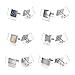 wynameleri Cufflink 12 Pairs, Classic Fashion Men's Cuff Links Silver-Tone Gold-Tone Black for Business Wedding Party Gift Box B0212026