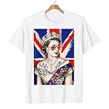 Qingchen Gewerkschafts-Jack-T-Shirt | T-Shirt der britischen Kronmajestät Königin Elizabeth - Union Jack-Flaggen-Königin von England T-Shirt, Sonnenbrillen-Pop-Art-Rundhals-T-Shirt