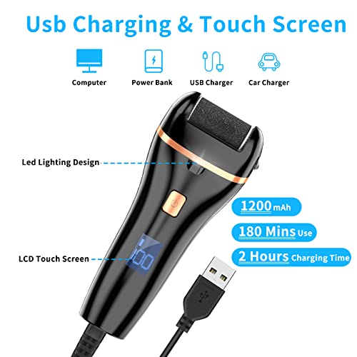 Electric Feet Callus Remover, Rechargeable Foot File Pedicure Kits, Waterproof Foot Scrubber Pedicure Tools For Dead Skin & Cracked Heel With 3 Roller Heads. #TOP1