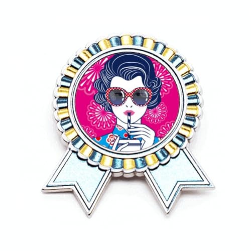 Broche lunettes de culture chinoise en métal rouge satiné de taille M