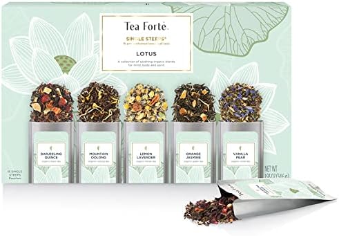 Tea Forte Single Steeps Tea Sampler, 15 Loose Leaf Pouches