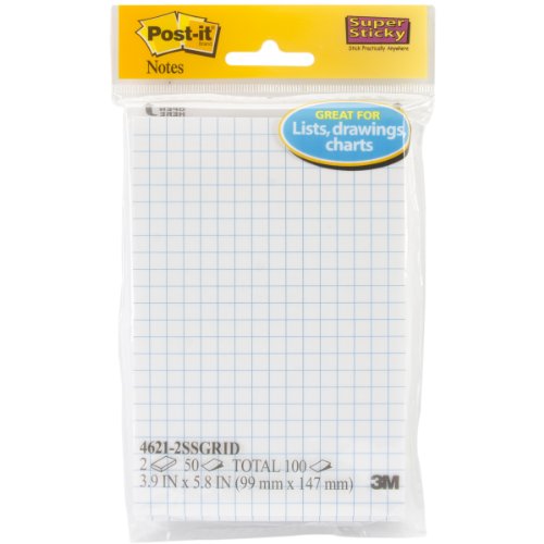 Post-It Super Sticky Notes bloc note adhésif repositionnable quadrillé grand format