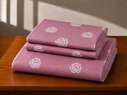 Image of Castiqa Elastic Fitted Supersoft Premium Polycotton 200TC King Size Bedsheets with 2 Pillow Covers | No Slip Bedsheet | (Pink Petals, King (72x78 Upto 10 inch Mattress))