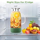 Glass Jug, ZBUFAN 2L Large Glass Water Jug with Lid, Borosilicate Water Carafe with Silicone Base, Heat Resistant Juice Pitcher for Fridge, Jugs with Lids, Green - Image 4