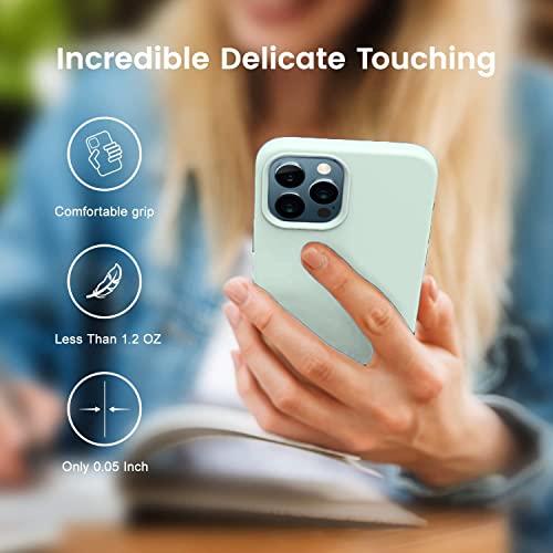 Image of DIZORO Back Cover for iPhone 12 Pro Max Case, Shockproof Slim Camera & Full Body Protection Liquid Silicone TPU Cover with Logo Cut (6.7 Inch) -Mint Green