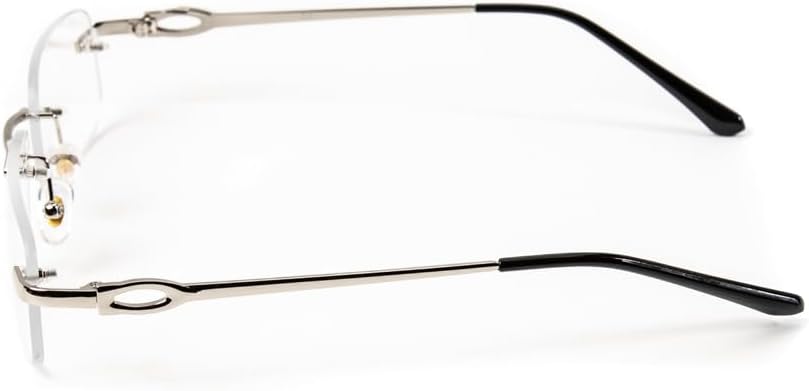 Street Knitted Retro Narrow Clear Lens Rectangular Silver Wire Frame Metal Designer Vintage Style Frameless Unisex Square Rimless Men’s Women Clear Tint Rectangle Hip Hop Eye Glasses