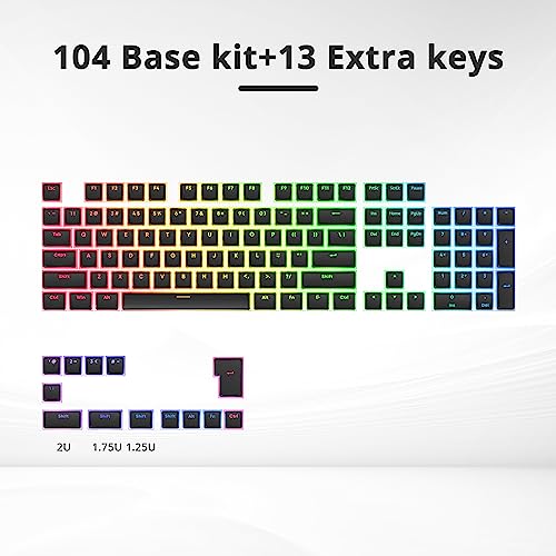 Image of PBT Black Pudding Keycaps Set 117 Keys, Double Shot Translucent XDA Profile for ISO & ANSI Layout 61 /68 /84 /87 /104 Keys Mechanical Keyboard(Black Pudding)