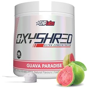 EHP Labs OxyShred Pre Workout Powder & Shredding Supplement – Preworkout Powder with L Glutamine & Acetyl L Carnitine, Energy Boost Drink – Guava Paradise, 60 Servings