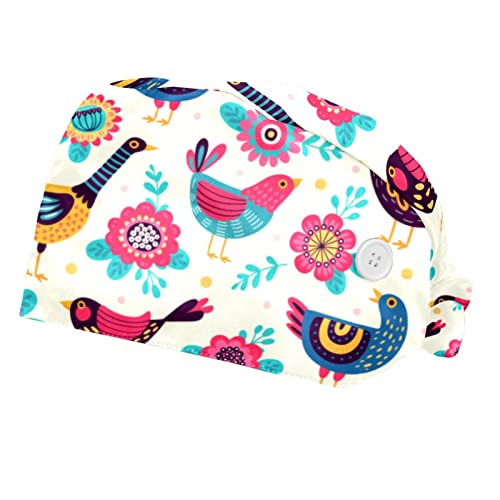 Chapeaux de travail JDEZ à motifs d'oiseaux et fleurs avec textile ultra respirant