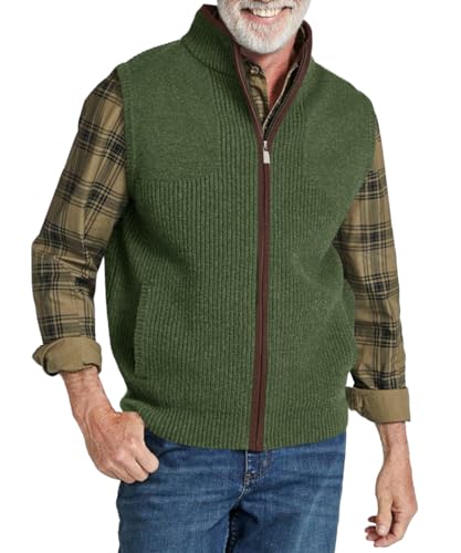 Ryannology Mens Sweater Vest Zip up Casual Sleeveless Cardigan