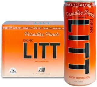 DRINK LITT PARADISE PUNCH | Fruit Punch | Natty Hydration | Natural Electrolytes | B Vitamins | 11 oz (Pack Of 12)