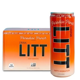 DRINK LITT Organic FRUIT PUNCH Coconut Water Natural Hydration | Natural Electrolytes | B Vitamins | Sports Drink | Low-Calorie Sports Beverage, Perfect for Athletes, Caffeine Free, Still, No Sugar Added 11 fl oz can Pack Of 12
