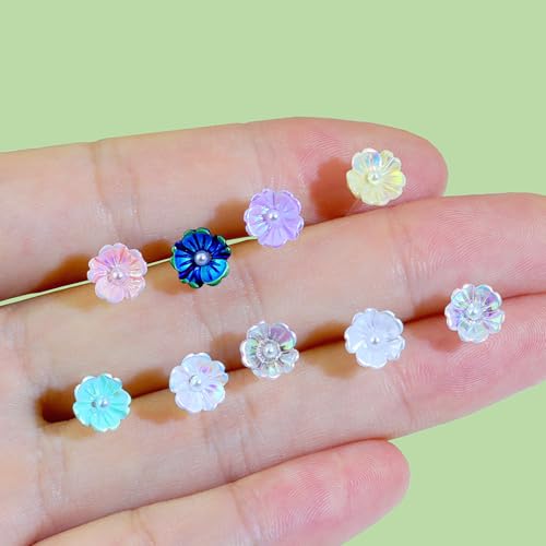 Image of Plastic Earrings for Sensitive Ears Flower Studs for Women