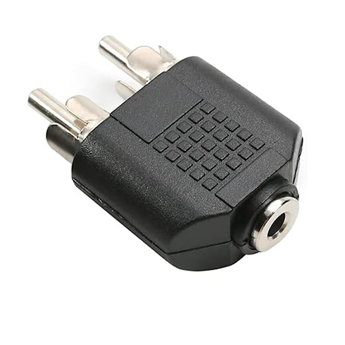 Adaptador 2 RCA macho a 3.5mm hembra con conectores niquelados