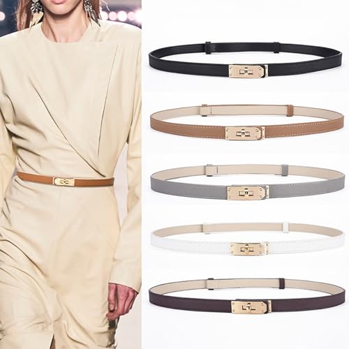 Vintage Women's Waist Belt - Thin Adjustable Decorative Sash Alloy Turn Lock for Dresses, Retro Corset Cincher Belt2
