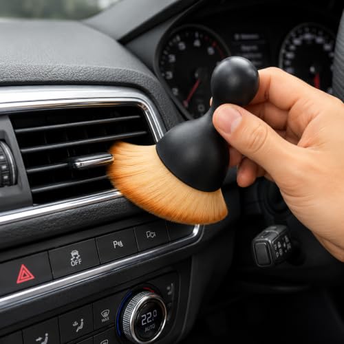 Image of Soft Car Detailing Brush for Car Interior Cleaning | Premium Dashboard Dust Cleaning Brush | AC Vent, Steering Wheel, Dashboard & Console Cleaning Brush | Scratch-Free Soft Bristles