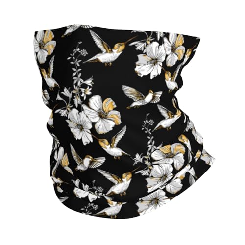 TZTTZT - Polainas para el cuello de colibríes de flores blancas para hombres y mujeres, bufanda para la cabeza, máscara para el cuello, pasamontañas