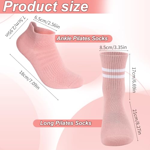 Image of Jspupifip 6 Pairs Grips Pilates Socks for Women Non Slip Yoga Socks with Grips Ankle Grippy Socks for Barre Ballet Athletic Barefoot Hospital