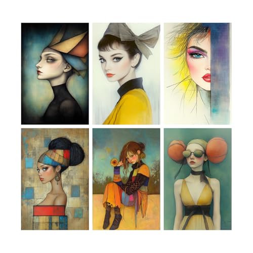 Image of SiddArtify Modern Portrait Wall Art Prints Set - Fashion Poster Decor for Living Room Bedroom Office - 12x18 inch Sticker Pack of 6