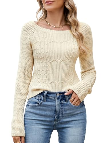ZAFUL Women's Cropped Knit Sweater Boat Neck Long Sleeve Pullover Jumper Top