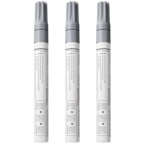 Dlilise Permanent Paint Markers Pens - 3 Pack: Medium Tip, Quick-Drying Marks on Metal, Rock, Glass, Wood, Plastic, Mugs, and Beyond (3, Silver)