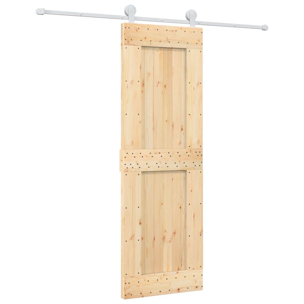 Materiały budowlane, drzwi przesuwne z zestawem okuć, 70 x 210 cm, lite drewno sosnowe