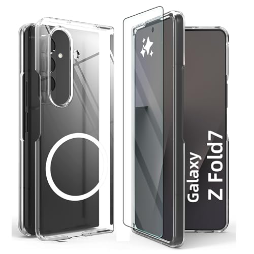 Crystal Clear Custodia per Samsung Galaxy Z Fold 7 MagSafe [Anti Ingiallimento] Sottile Hard PC Cover [Retro e Anteriore] Antigraffio [Trasparente]