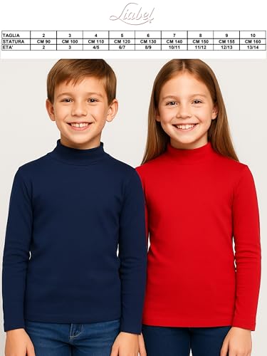 Liabel Rollkragenpullover für Kinder, warme Baumwolle, weich, Rollkragenpullover, Langarm, hoher Kragen, 3-14 Jahre, Schwarzer Rollkragenpullover - 1 Stück, 11-12 Jahre