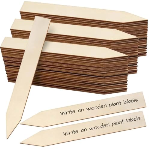 24 Wooden Plant Labels 15cm Garden Markers for Pots Herbs and Veg Gardens